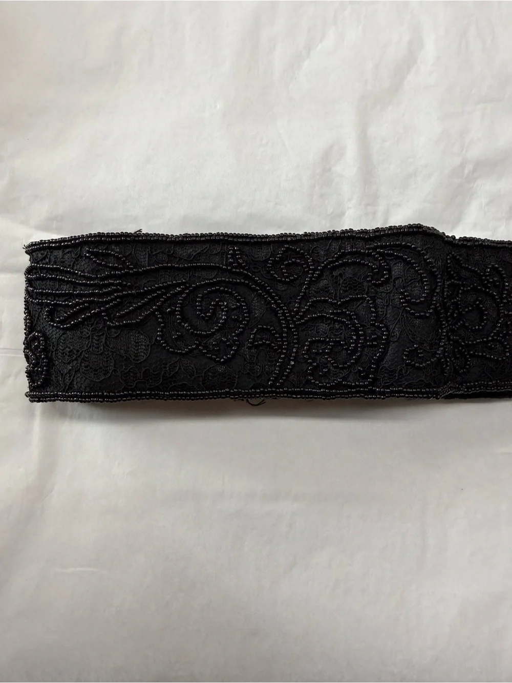 NWT La Regale Black Beaded Lace Wide Waist Belt Size Small Vintage